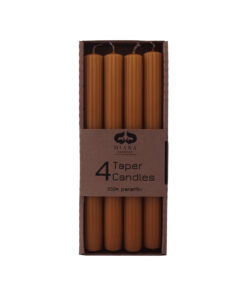 4-pk rillede stagelys - Sennep