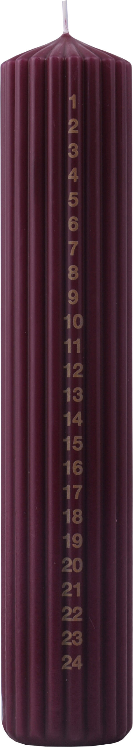 Rillet kalenderlys – Aubergine